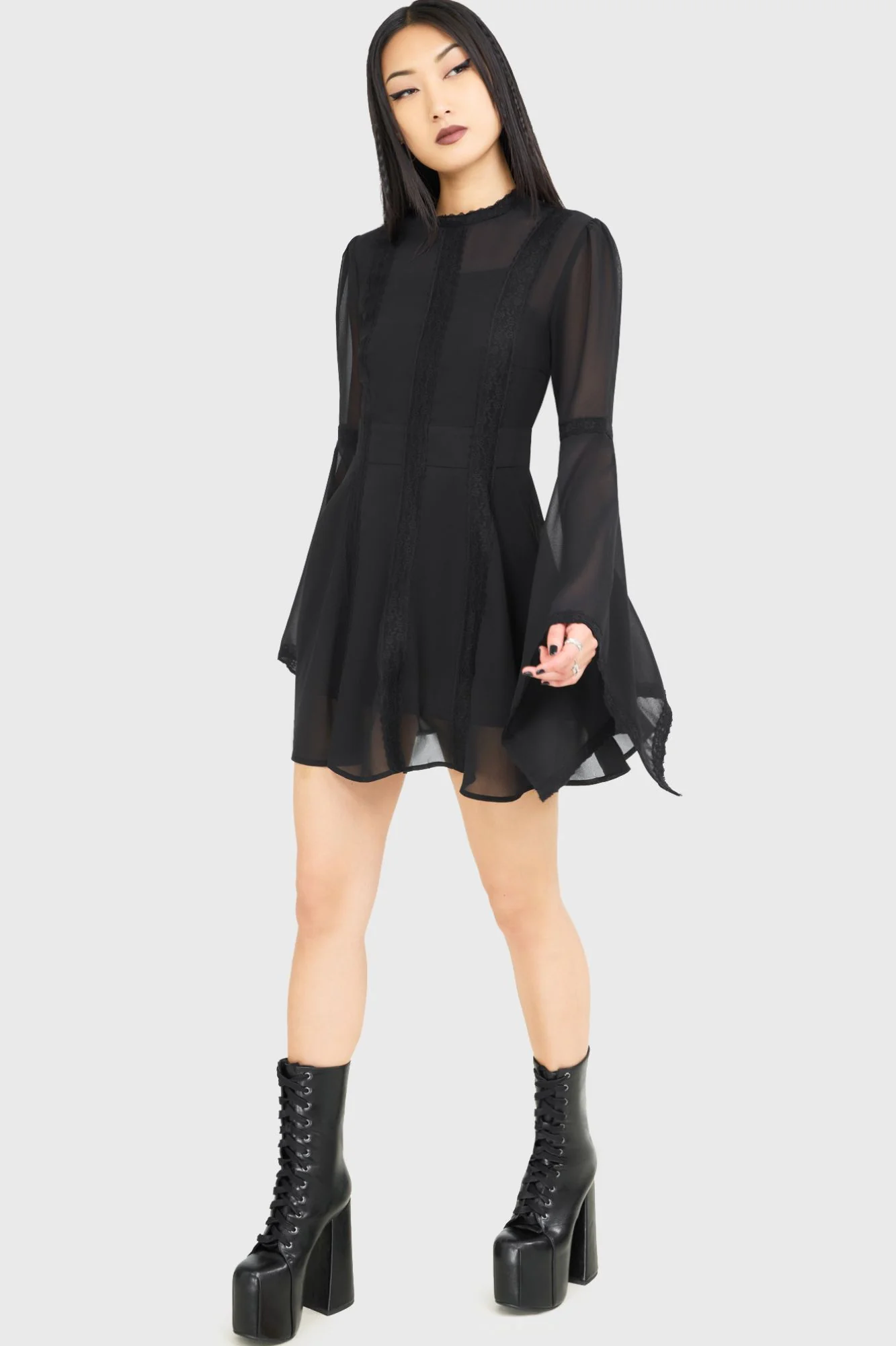 Begone Long Sleeve Mini Dress [BLACK] - Image 2