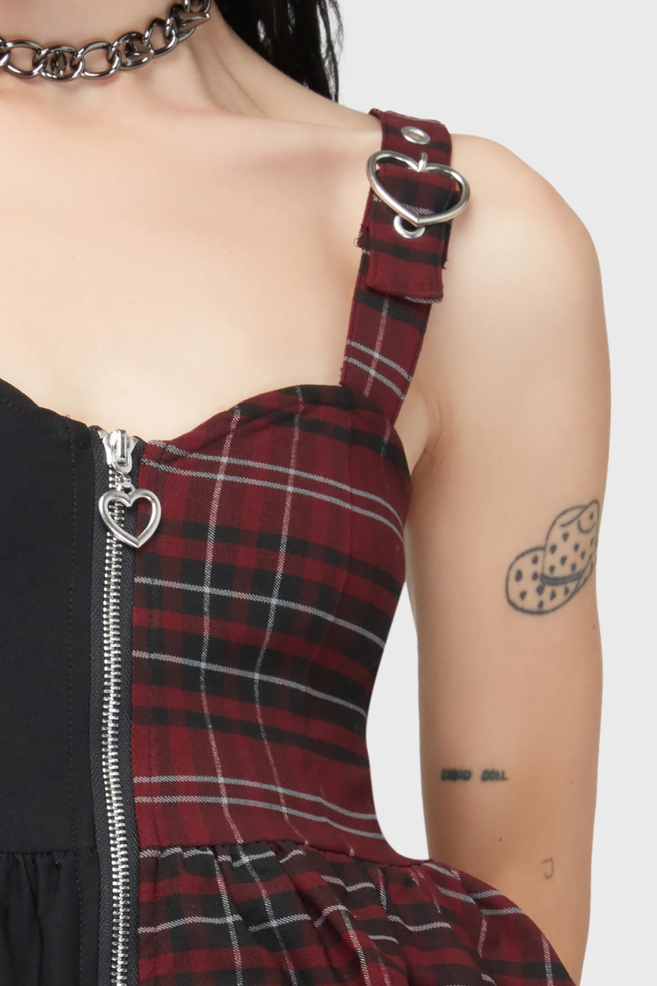 Tartan Marie Zip Dress [BURGUNDY] - Image 2