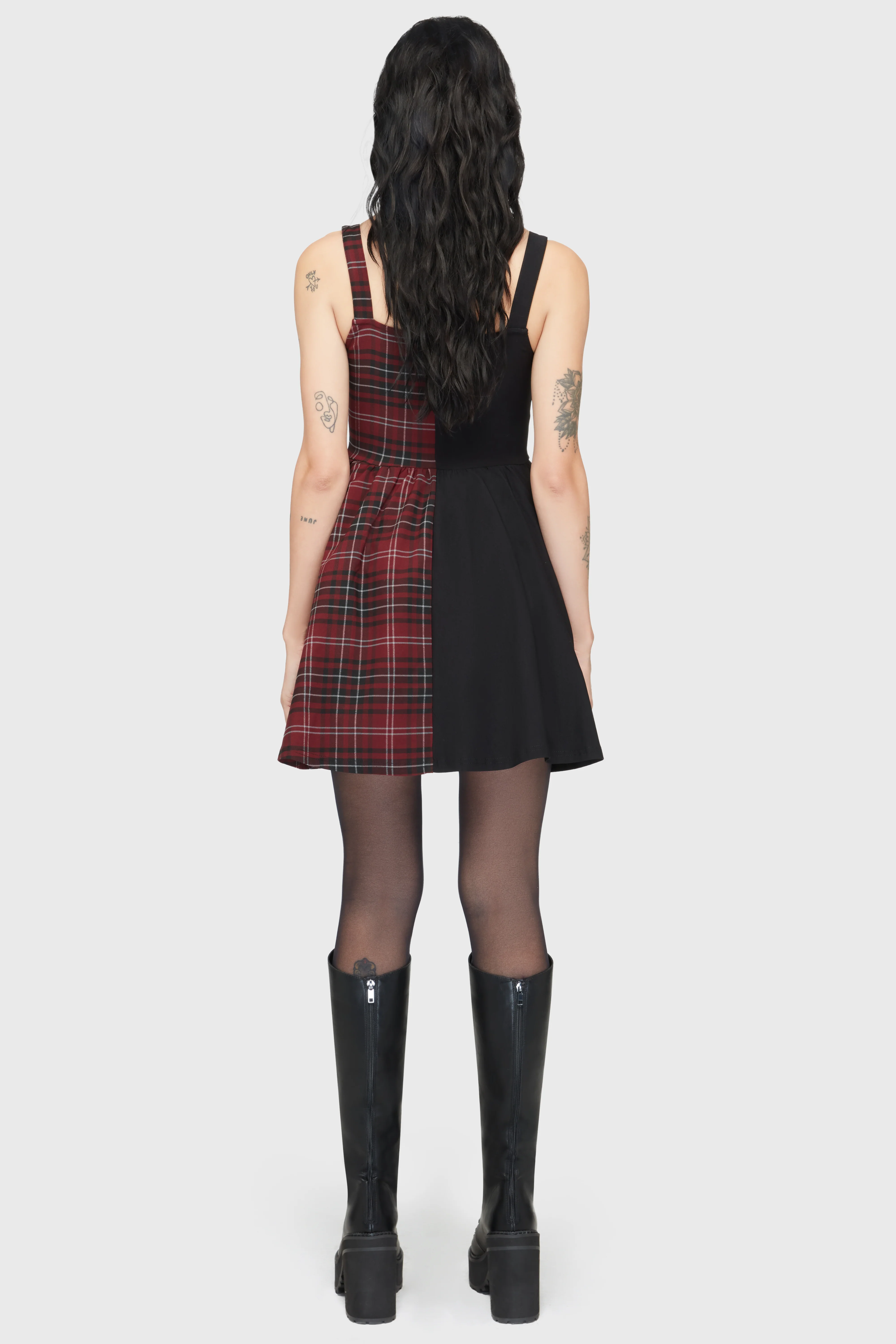 Tartan Marie Zip Dress [BURGUNDY] - Image 4