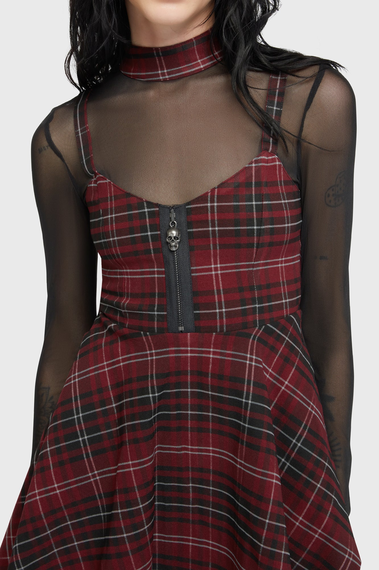 Tartan Riot Dress [BURGUNDY] - Image 2