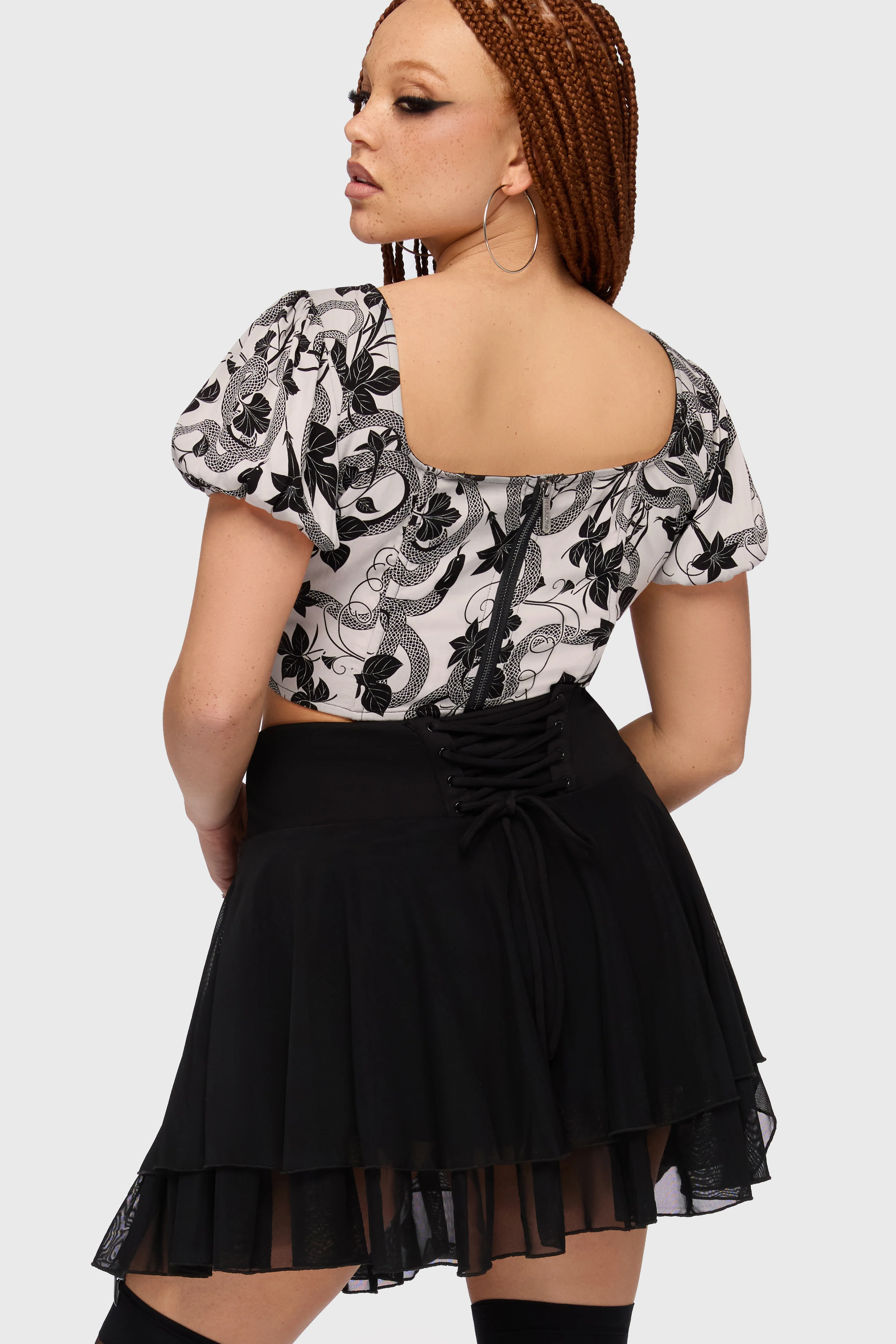 Venomous Rose Puffed Sleeve Corset Top - Image 6