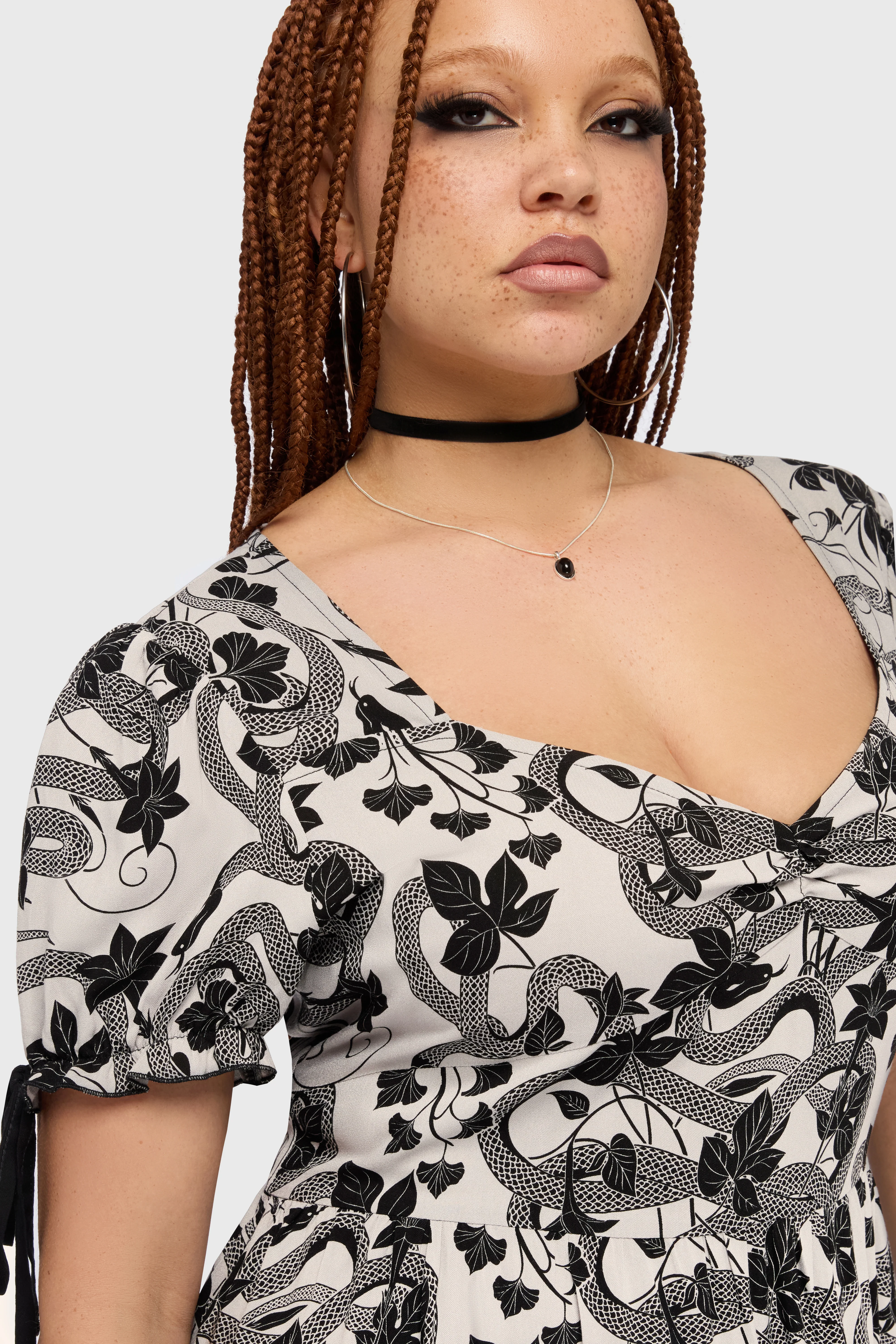 Venomous Rose Puffed Sleeve Mini Dress - Image 6