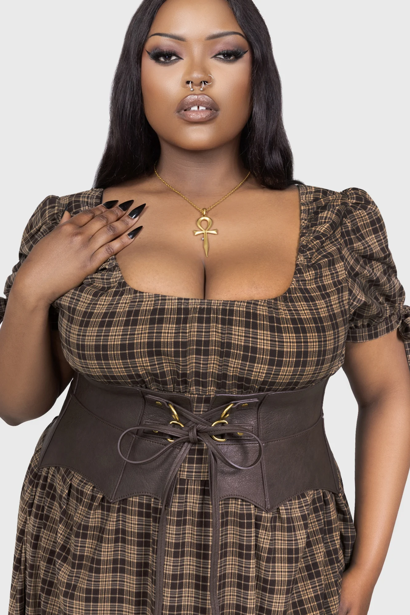 Wetland Bat Peplum Corset [BROWN] - Image 4