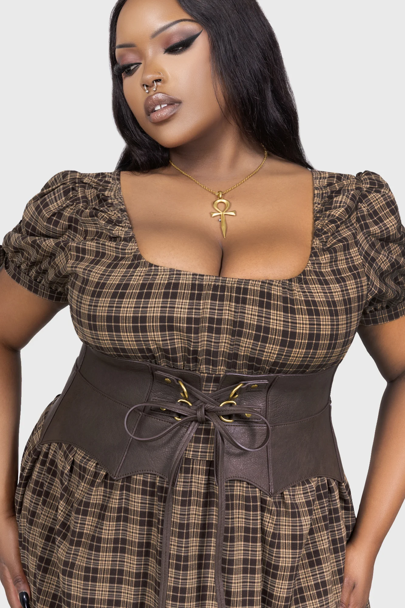 Wetland Bat Peplum Corset [BROWN] - Image 5