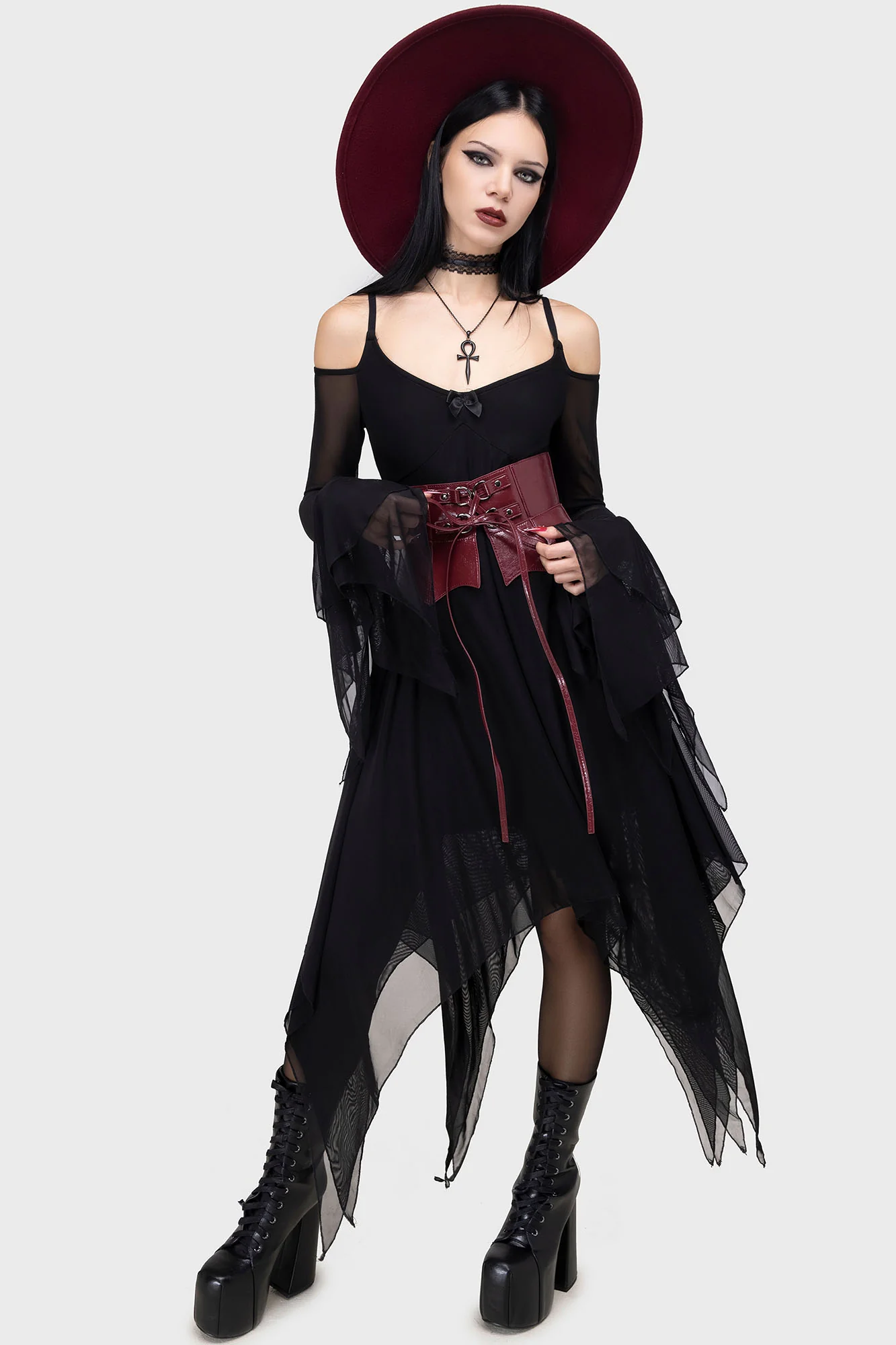 Wetland Bat Peplum Corset [Red] - Image 2