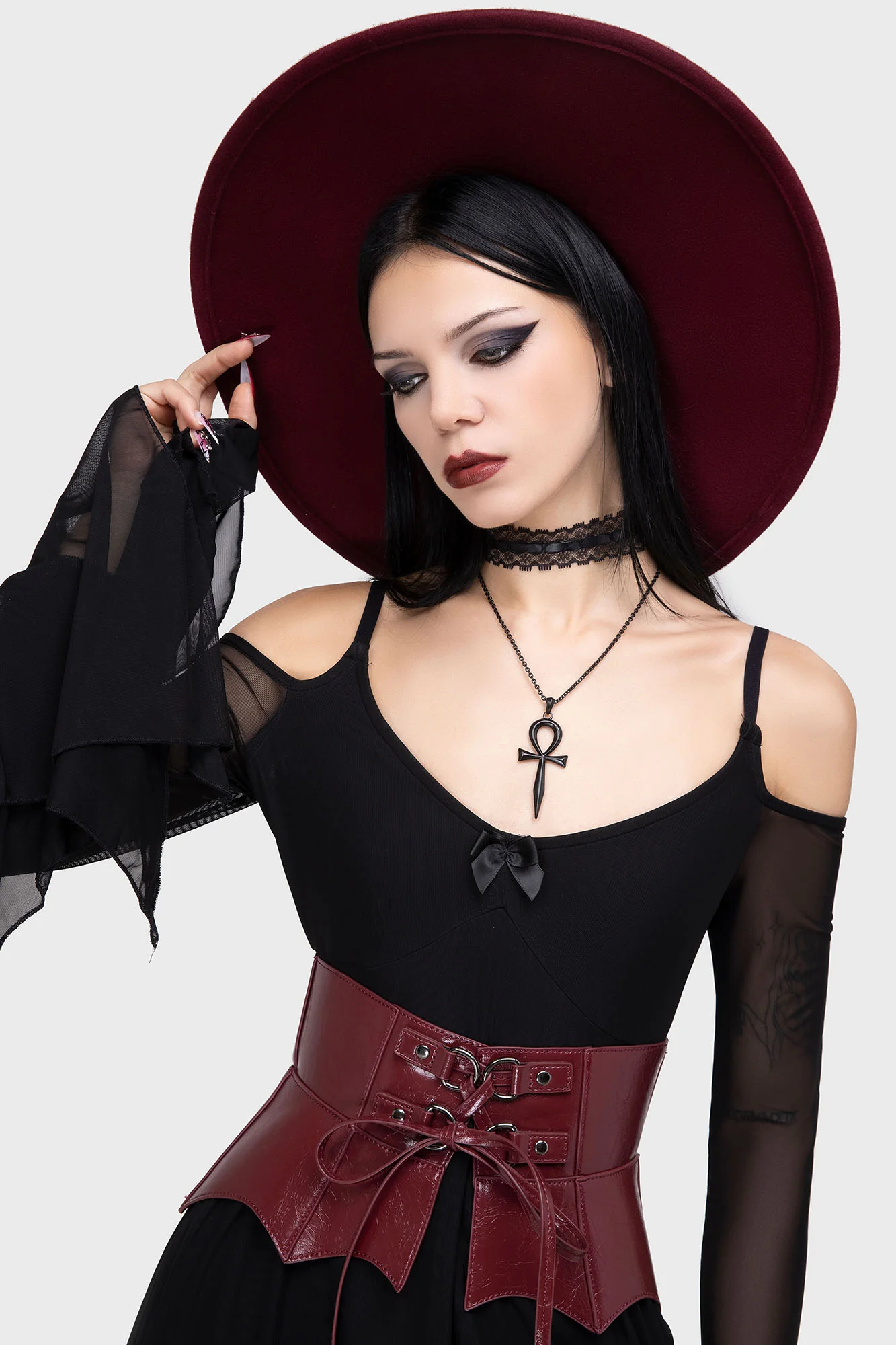 Wetland Bat Peplum Corset [Red] - Image 3