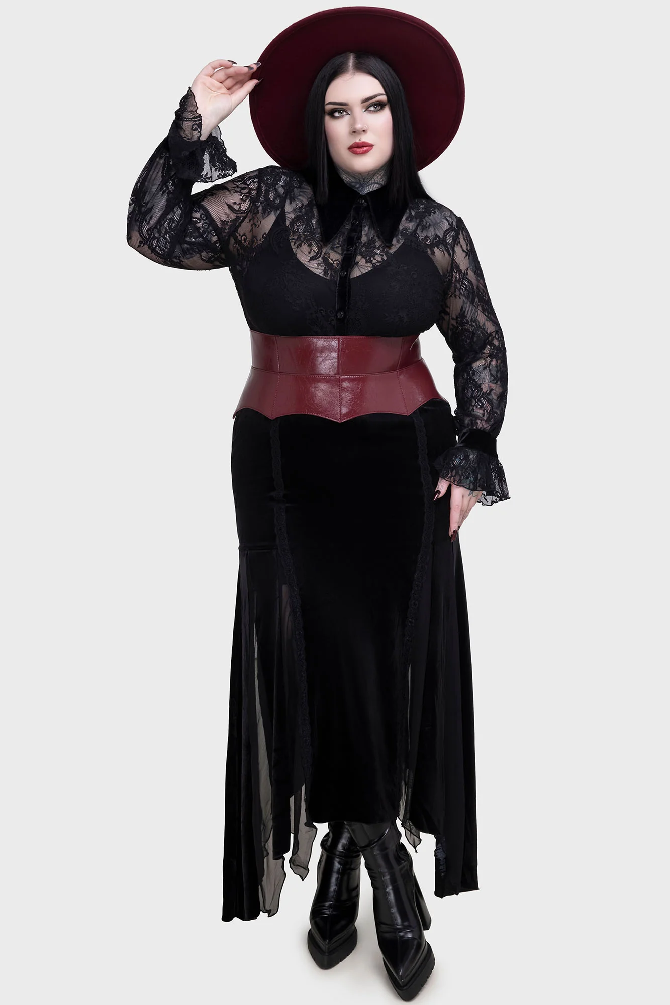 Wetland Bat Peplum Corset [Red] - Image 4
